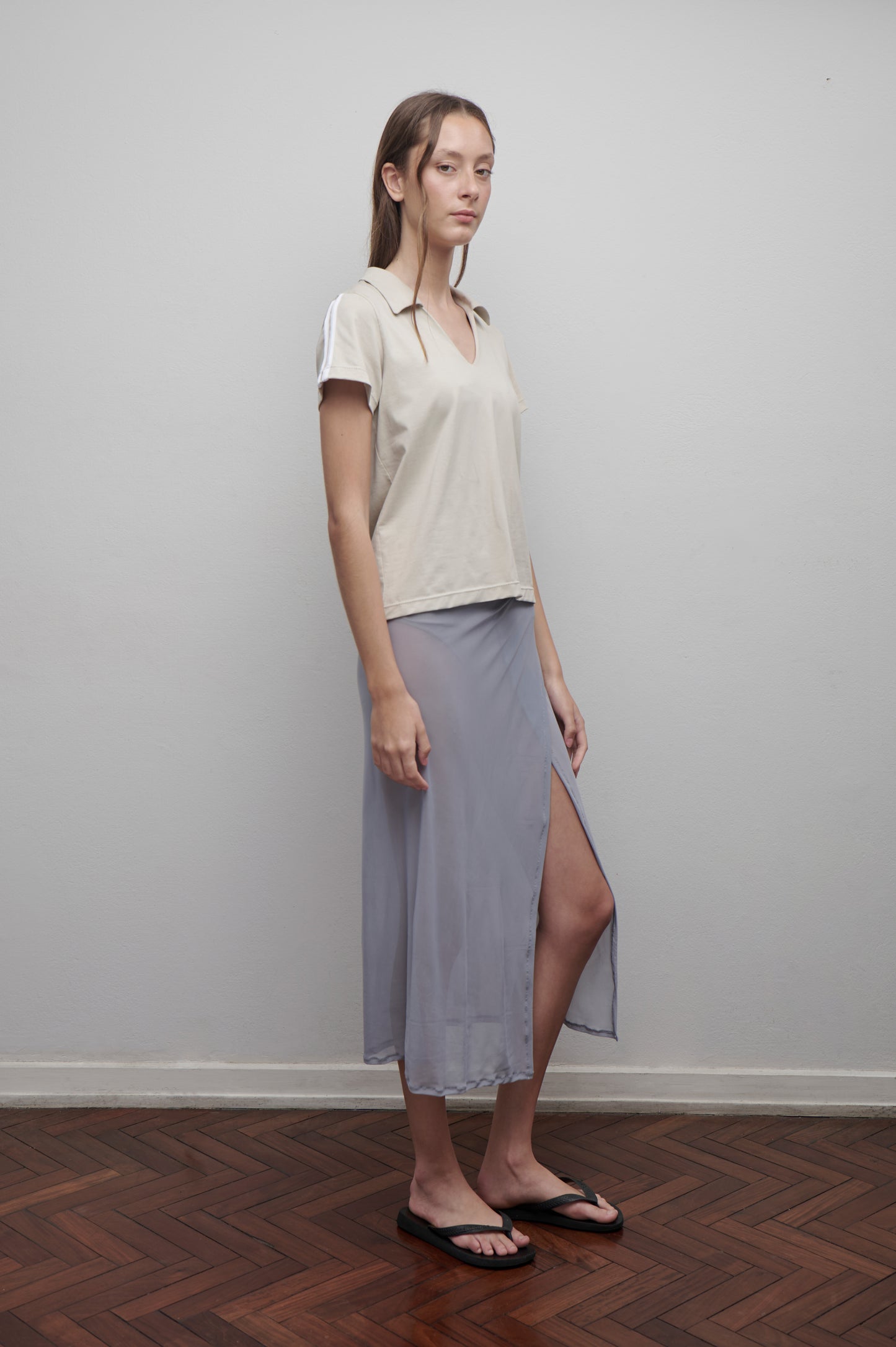 Falda microtul gris