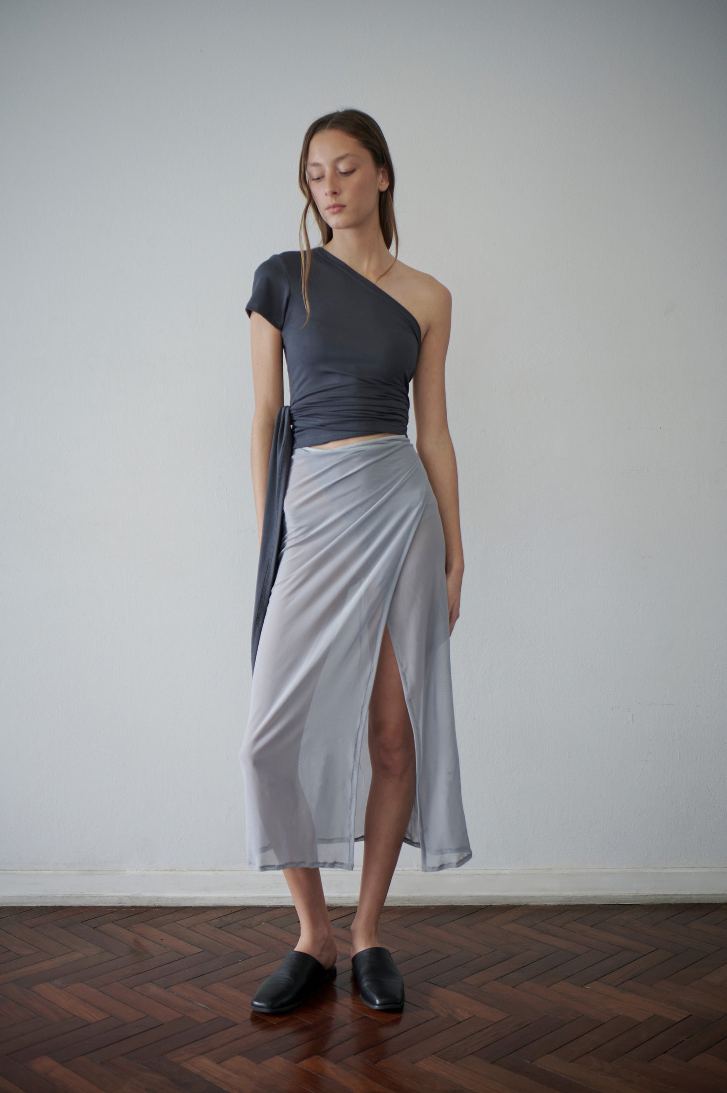 Falda microtul gris