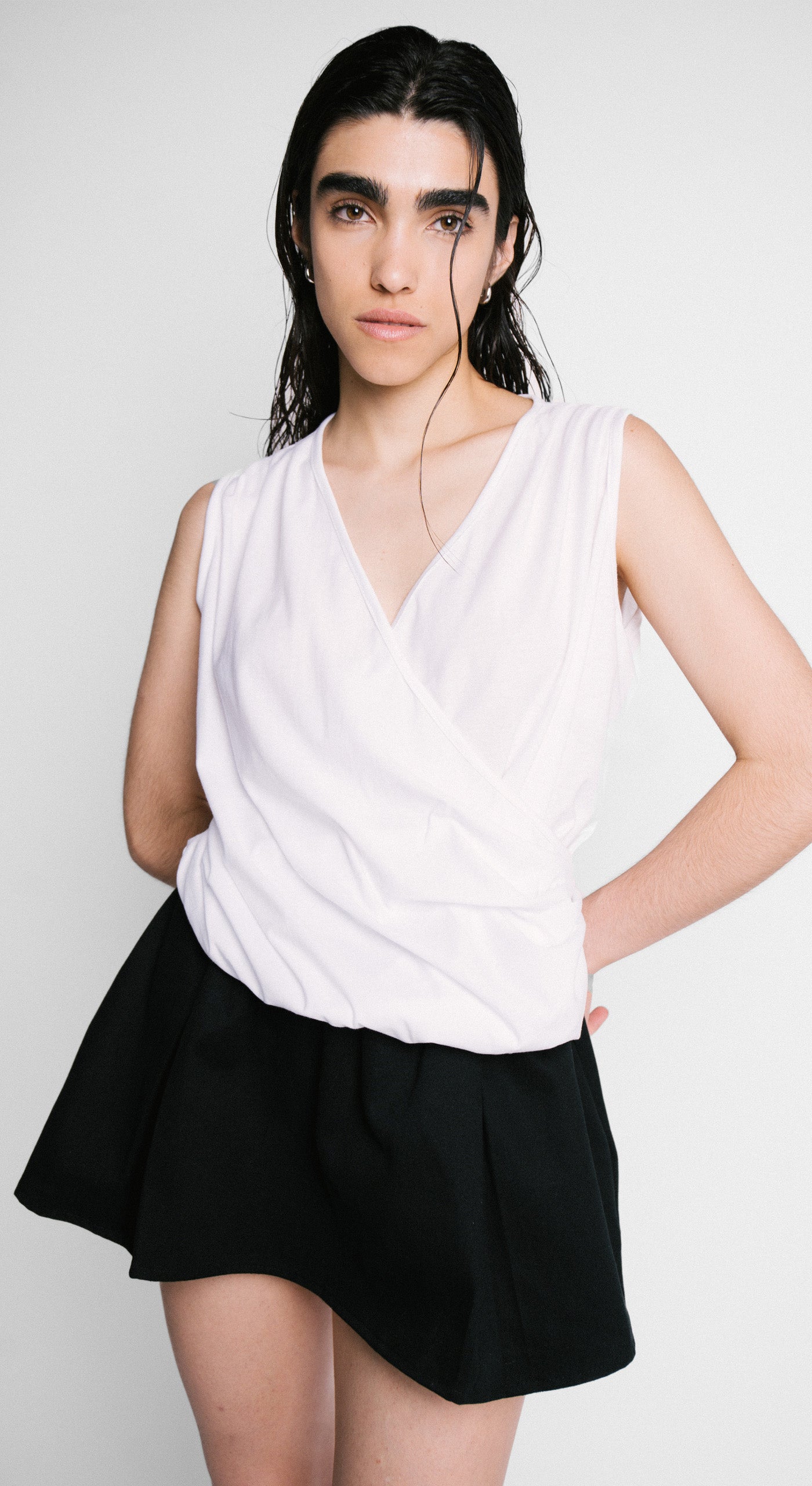 Blusa drapeada resort blanca