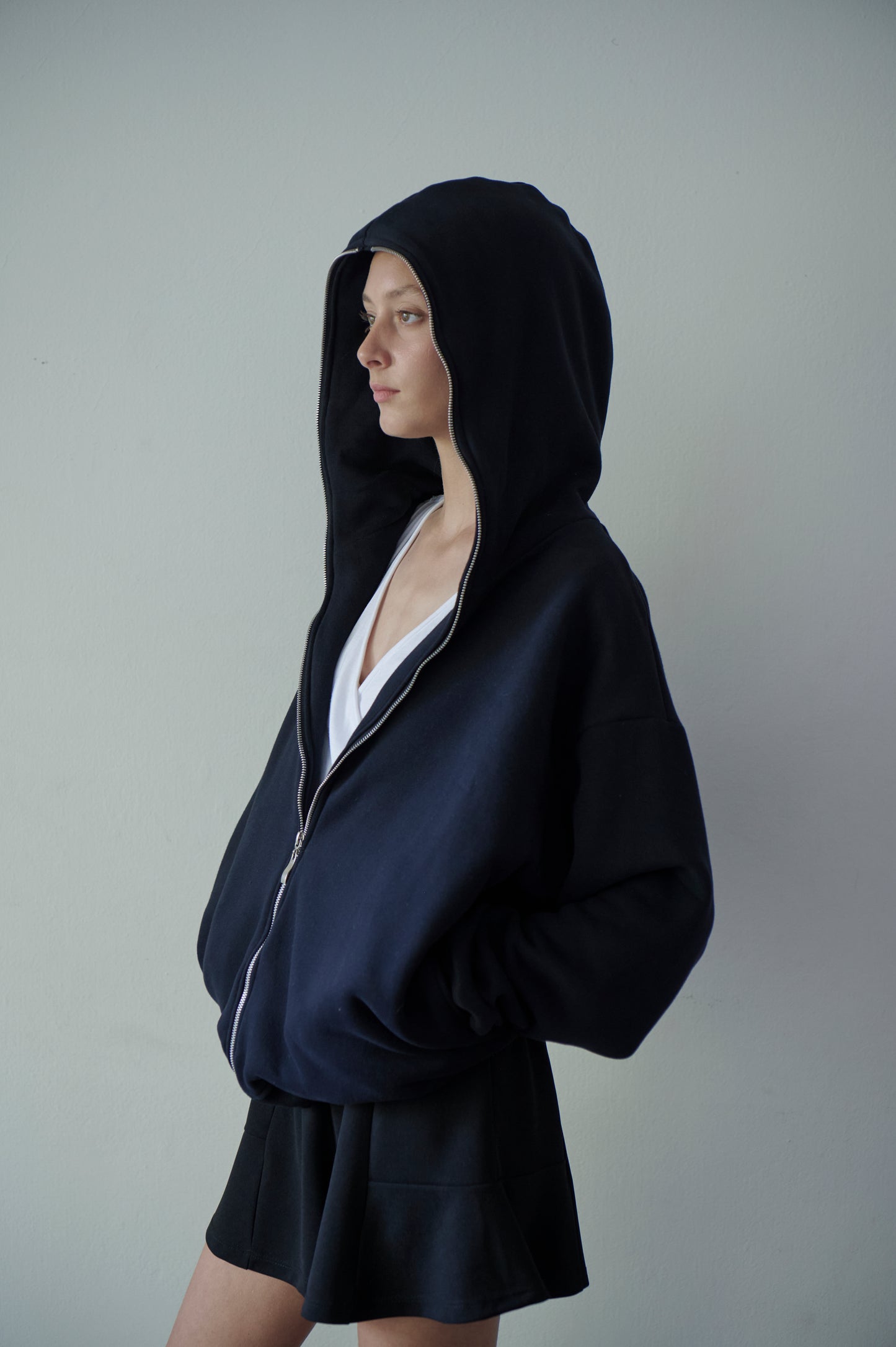 Campera hoodie oversize negro