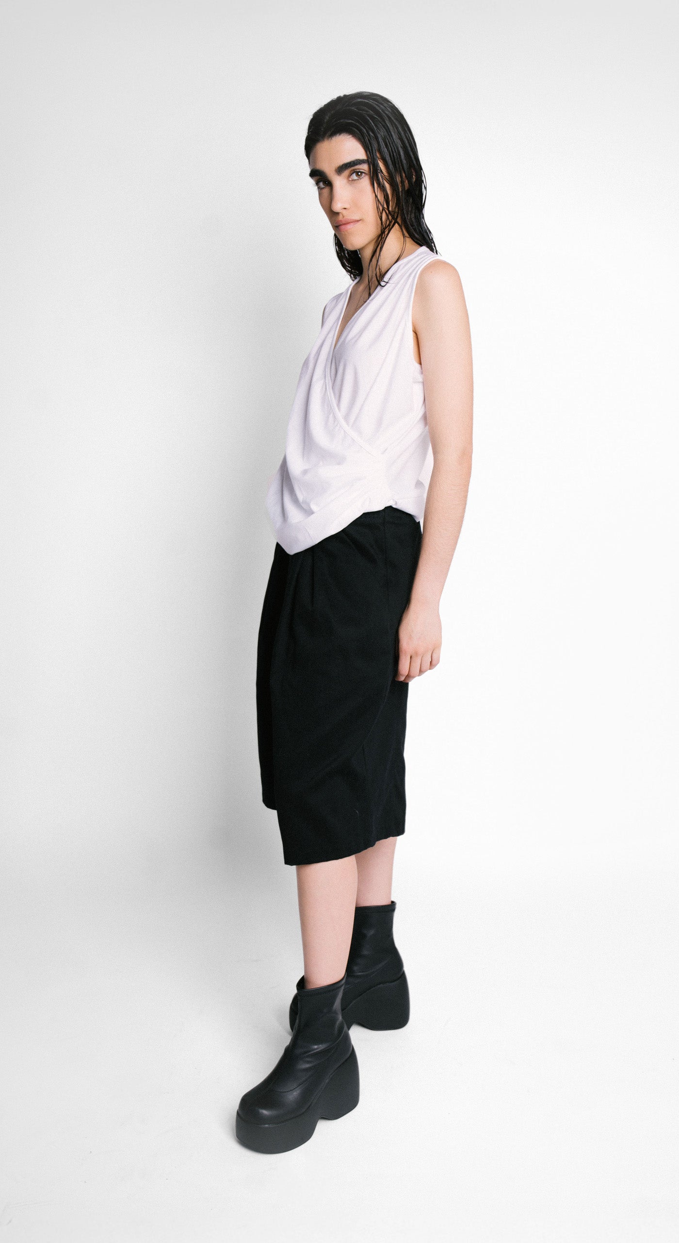 Blusa drapeada resort blanca