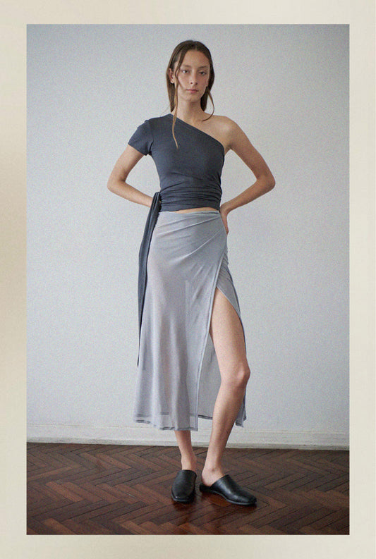 Falda microtul gris