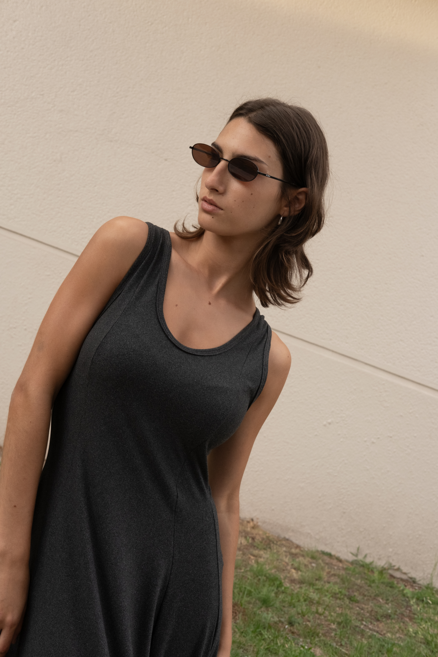 Vestido evasé gris