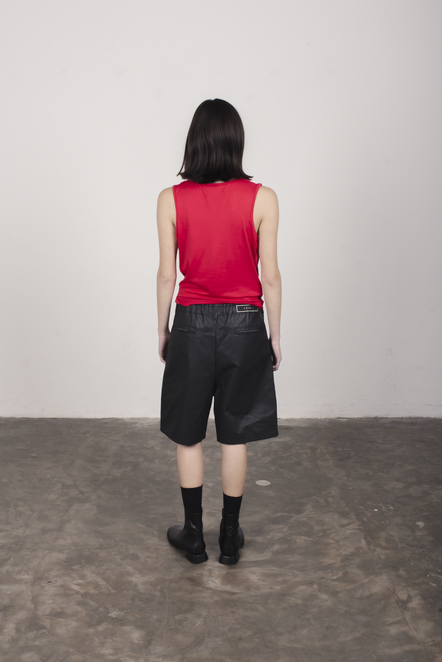 Top cuello drapeado rojo