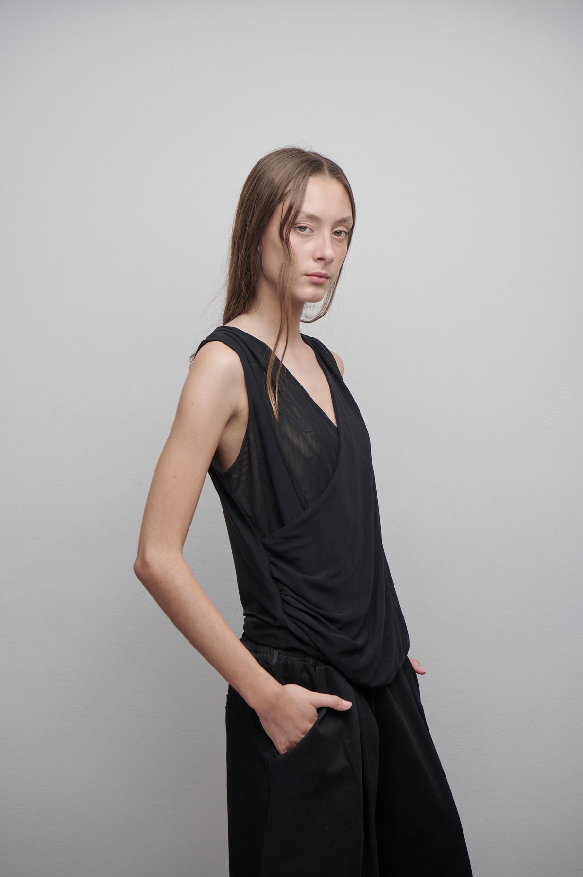Blusa drapeada microtul