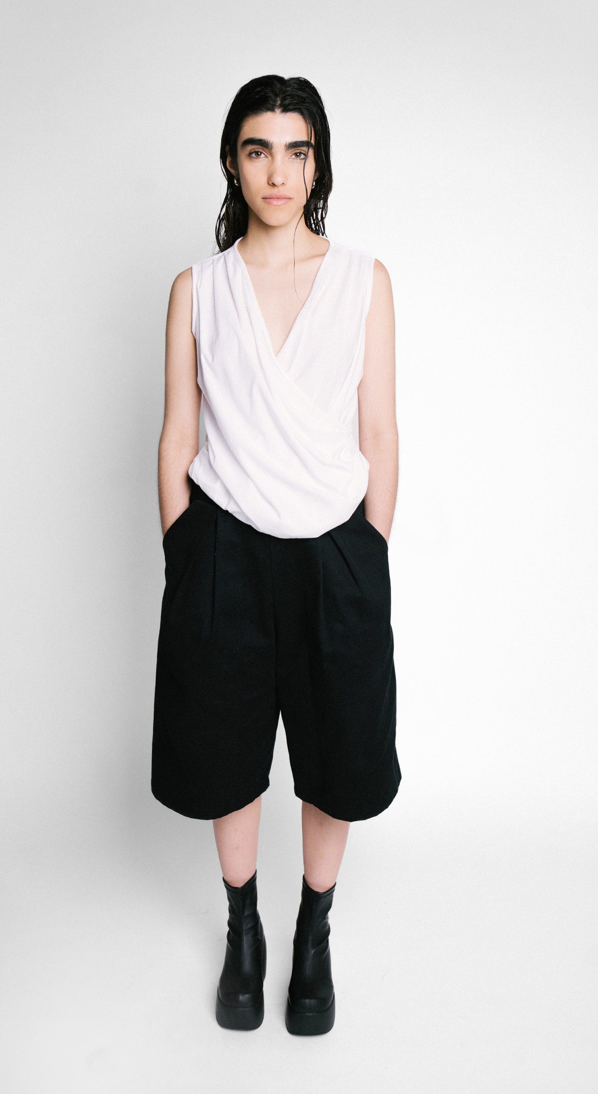 Blusa drapeada resort blanca