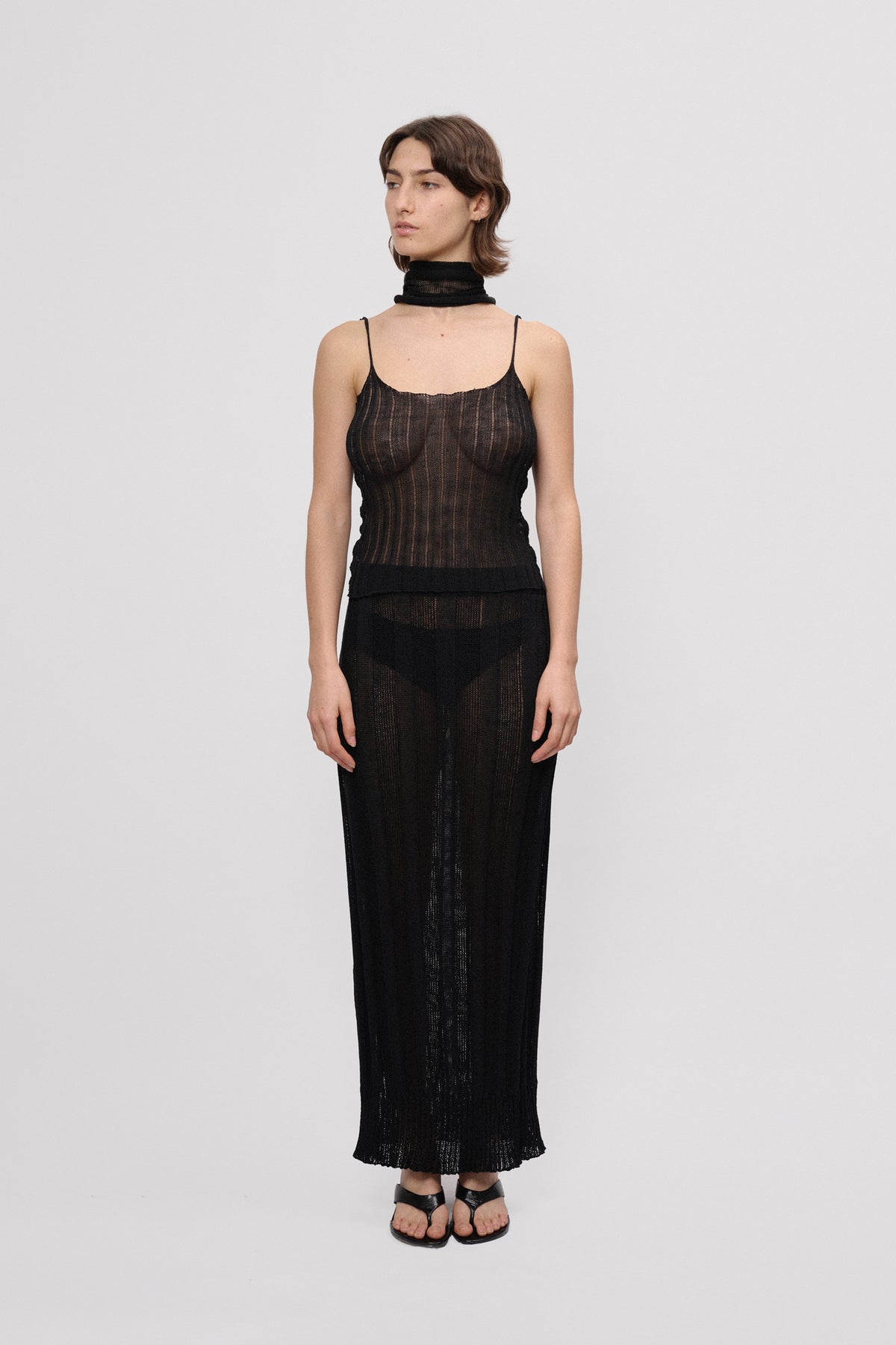 Falda Midi Tejida En Lino