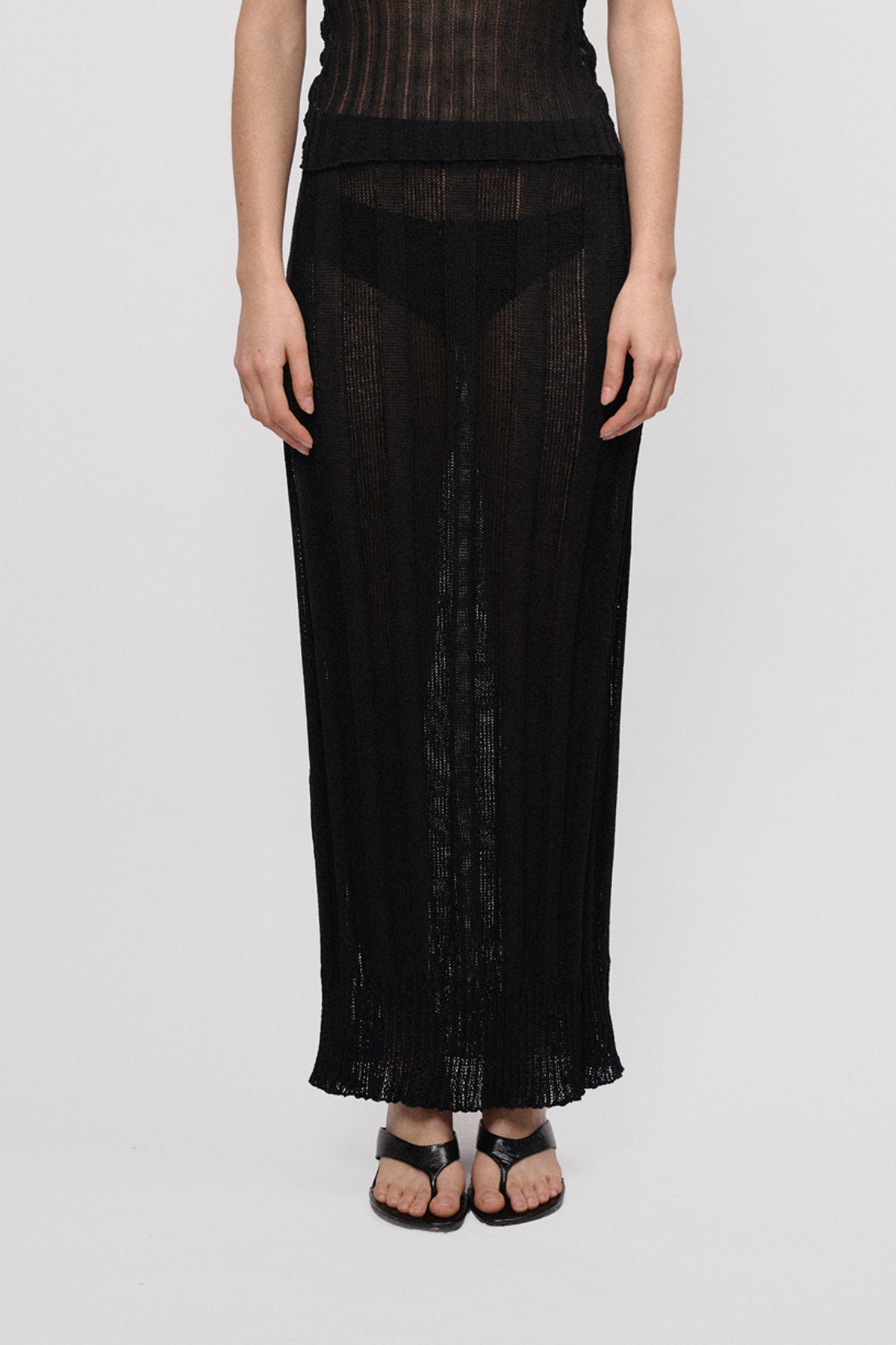Falda Midi Tejida En Lino