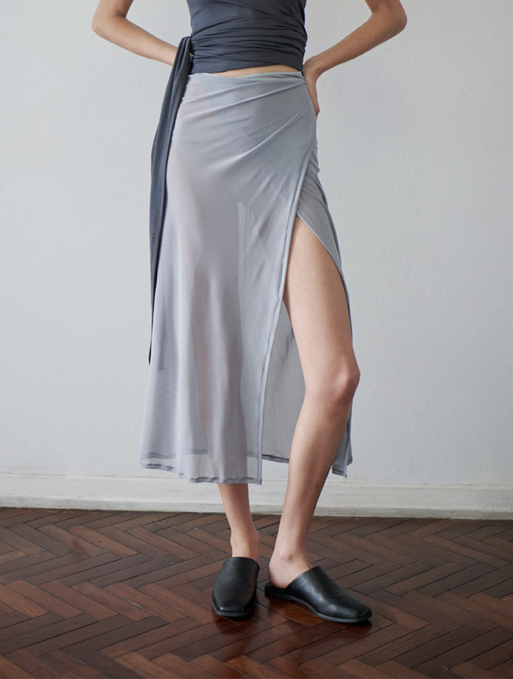 Falda microtul gris