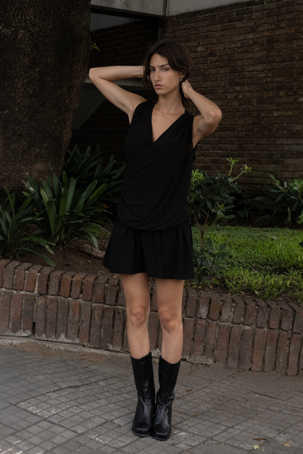 Blusa drapeada resort en microtul
